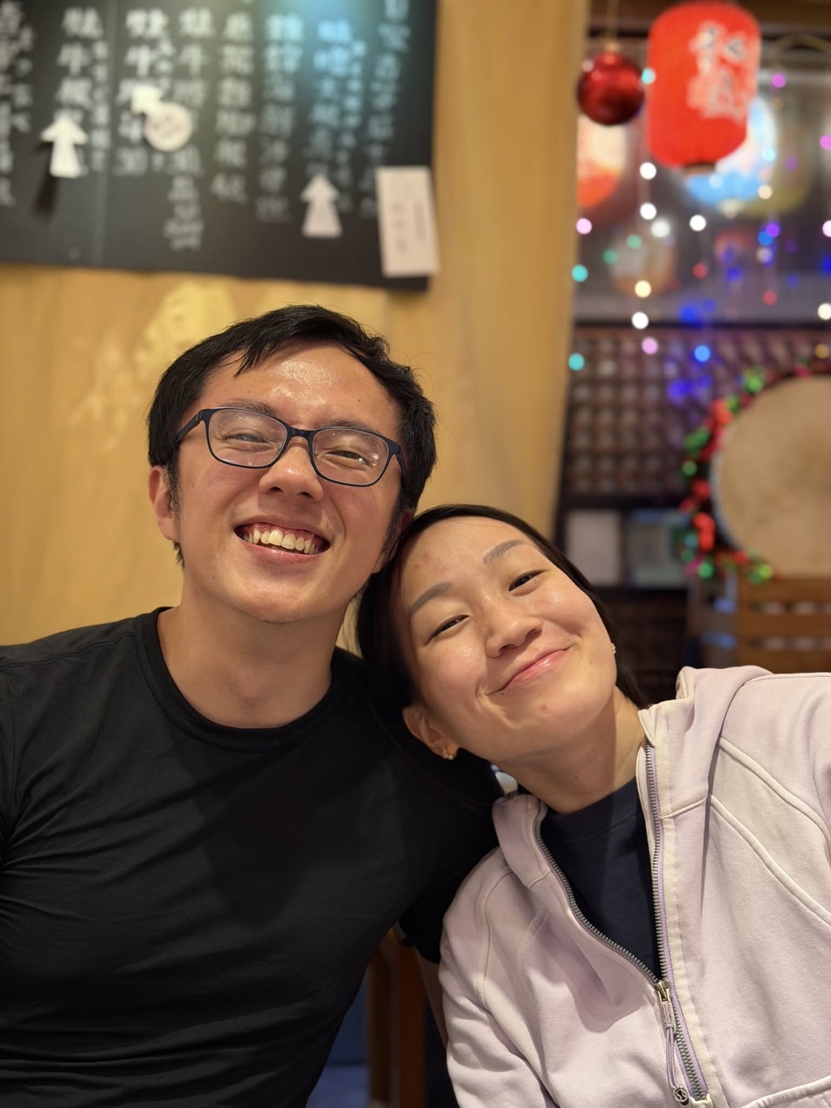 Marc with his wife over dinner